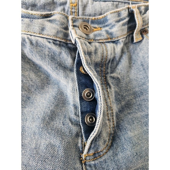 Avec Les Filles Med Wash Distressed Straight Leg Sz 31 button fly beach boho - Picture 4 of 12